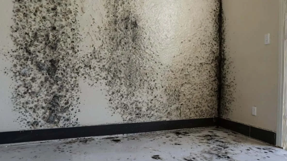 Cracked exterior wall allowing rainwater intrusion