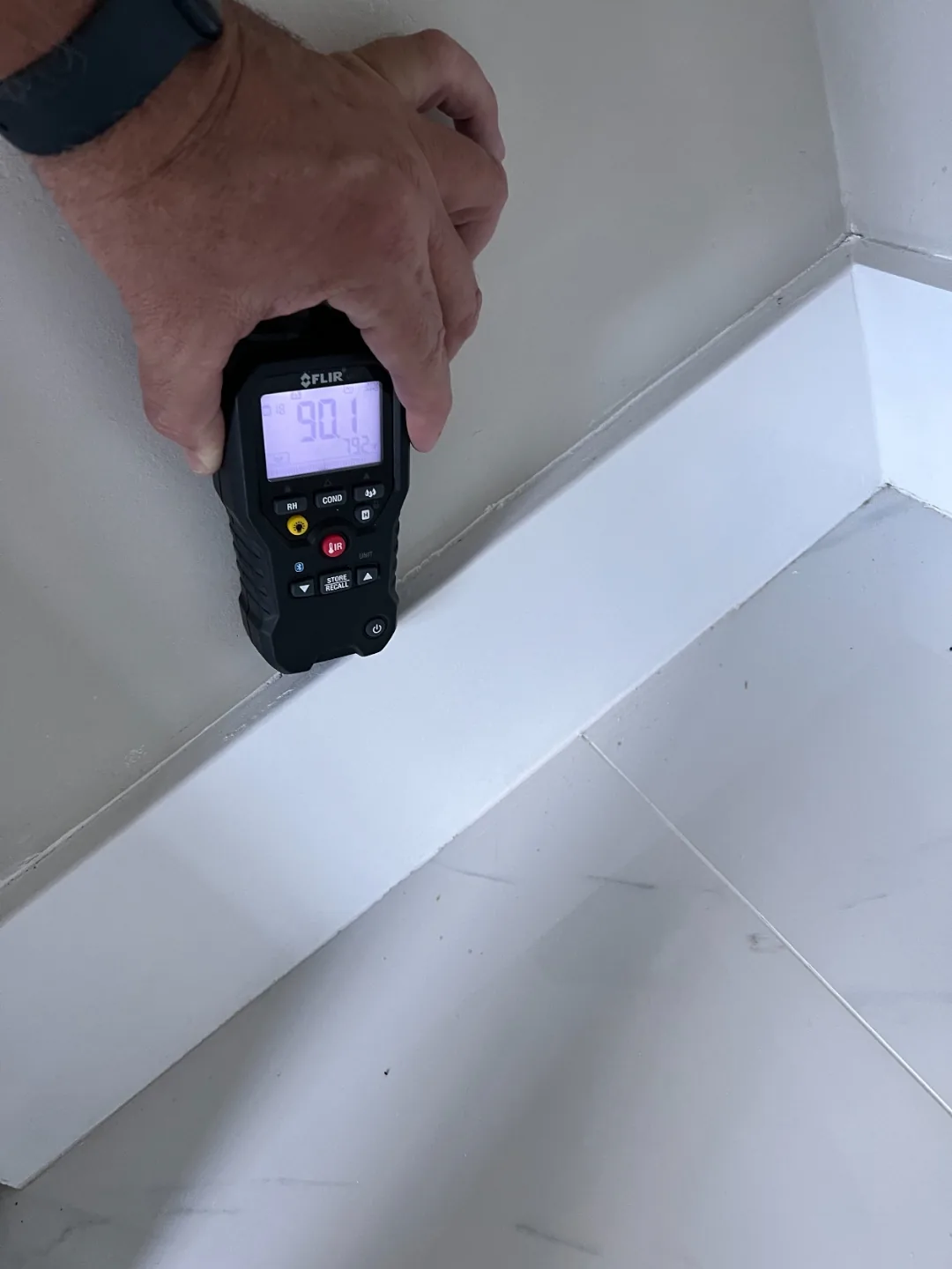 Moisture mapping identifies hidden water behind drywall